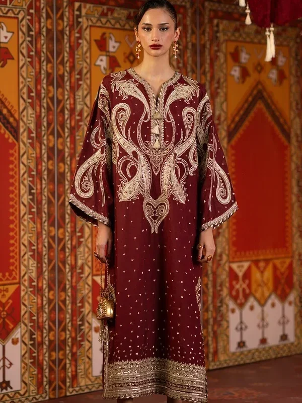 Ethnic Maroon Silk Formal Collection Replica