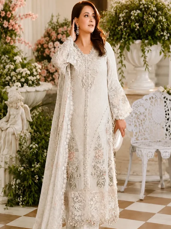 Maria B White Chiffon Formal Collection Replica