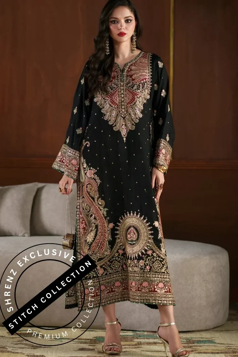 Shrenz 3 Piece Stitched Sheesha Silk Pret Collection