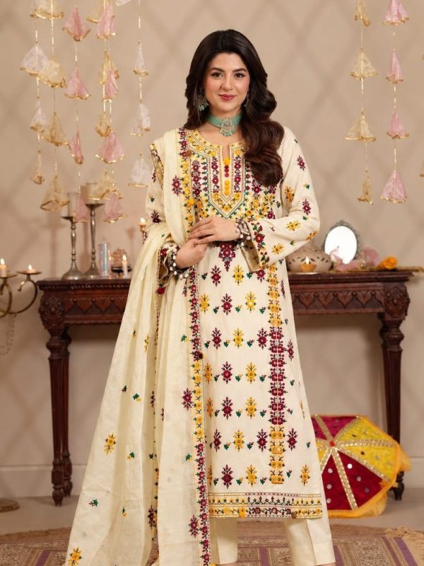 Shrenz Off White Raw Silk Formal Collection Replica