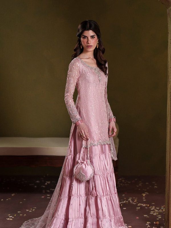 Faiza Saqlain Pink Chiffon Bridal Collection Replica