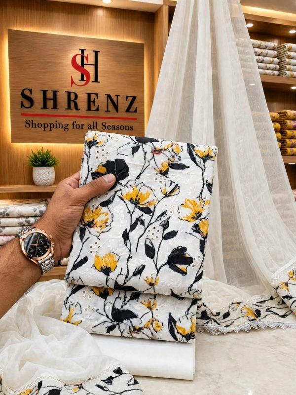 Shrenz Black Luxury Lawn Collection Replica