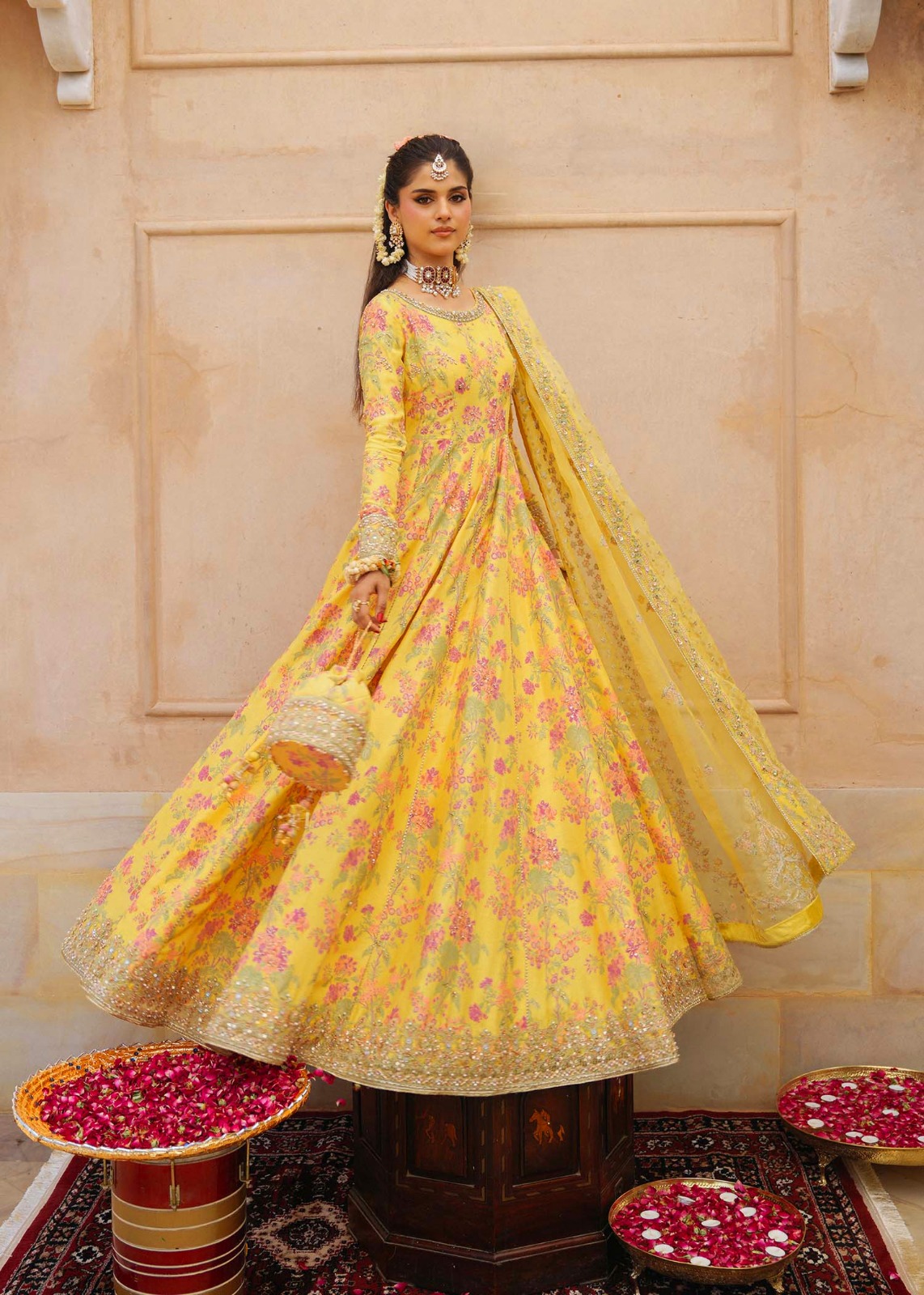 Kanwal Malik Yellow Silk Formal Collection Replica - Image 2