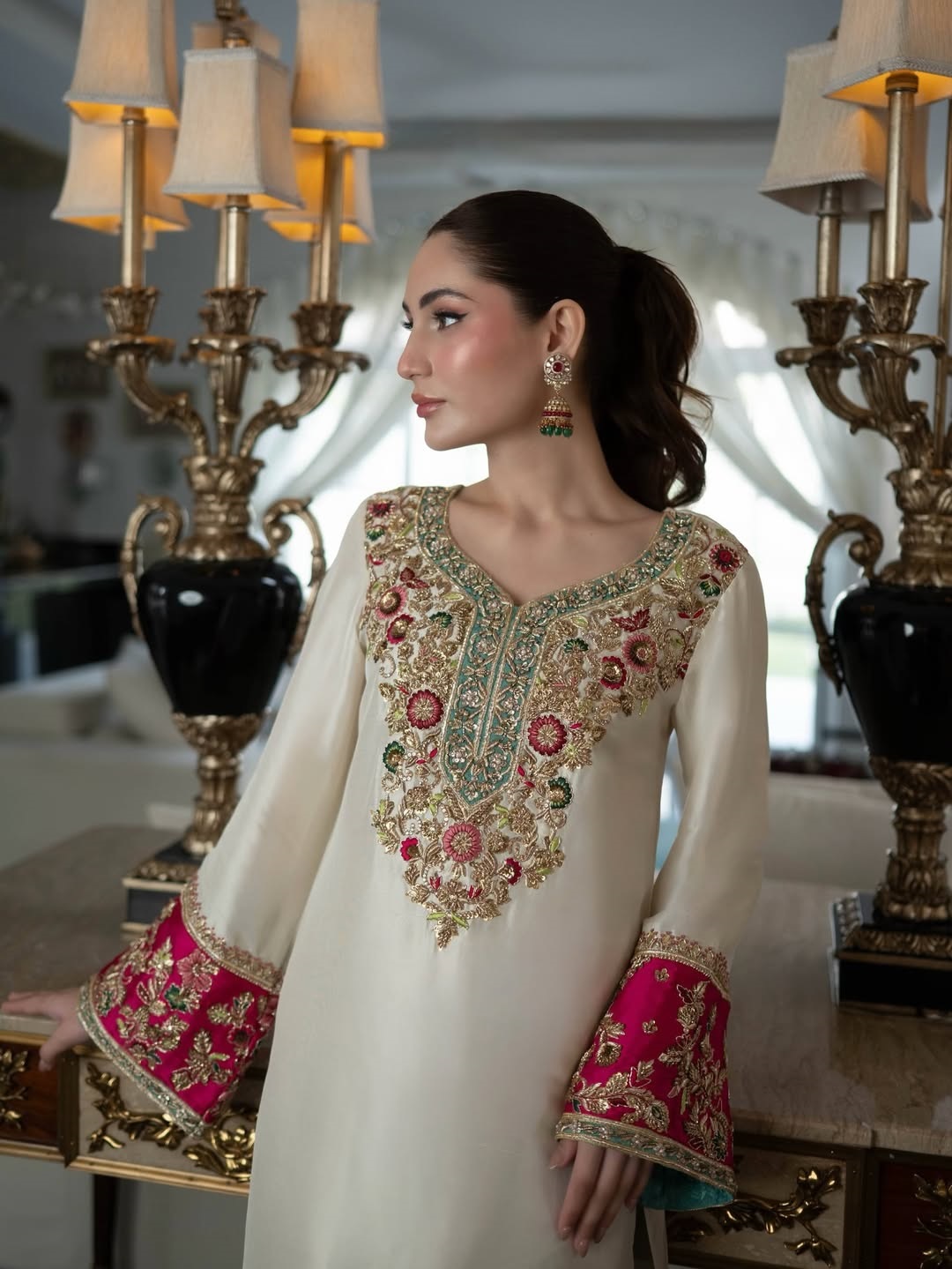 Shrenz White Raw Silk Formal Collection Replica - Image 2