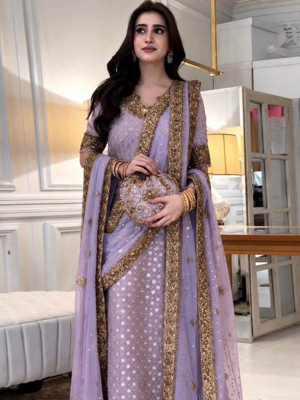 Haris Shakeel Purple Bridal Collection Chiffon Replica