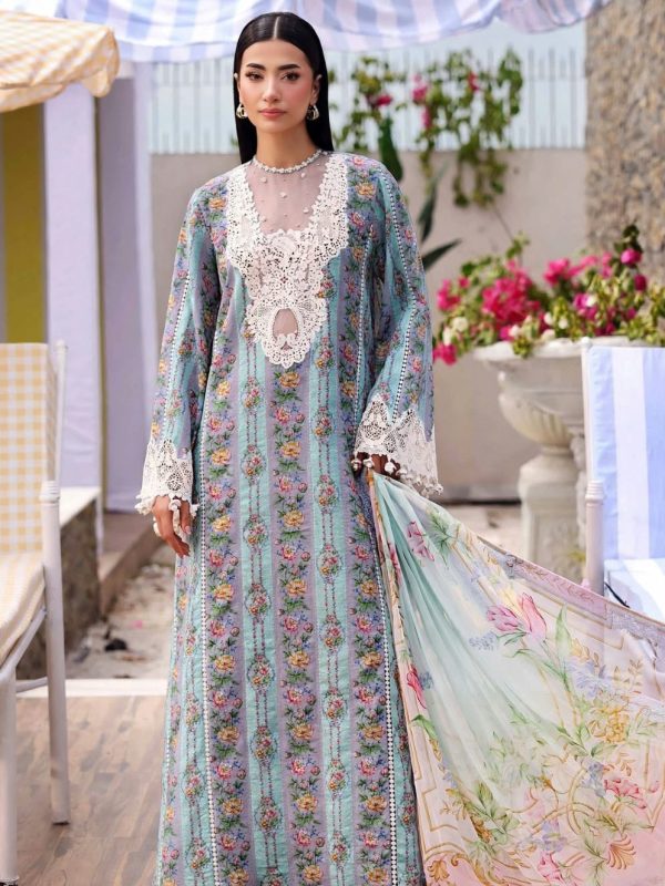 Maria B Sky Blue Printed Lawn Collection Replica