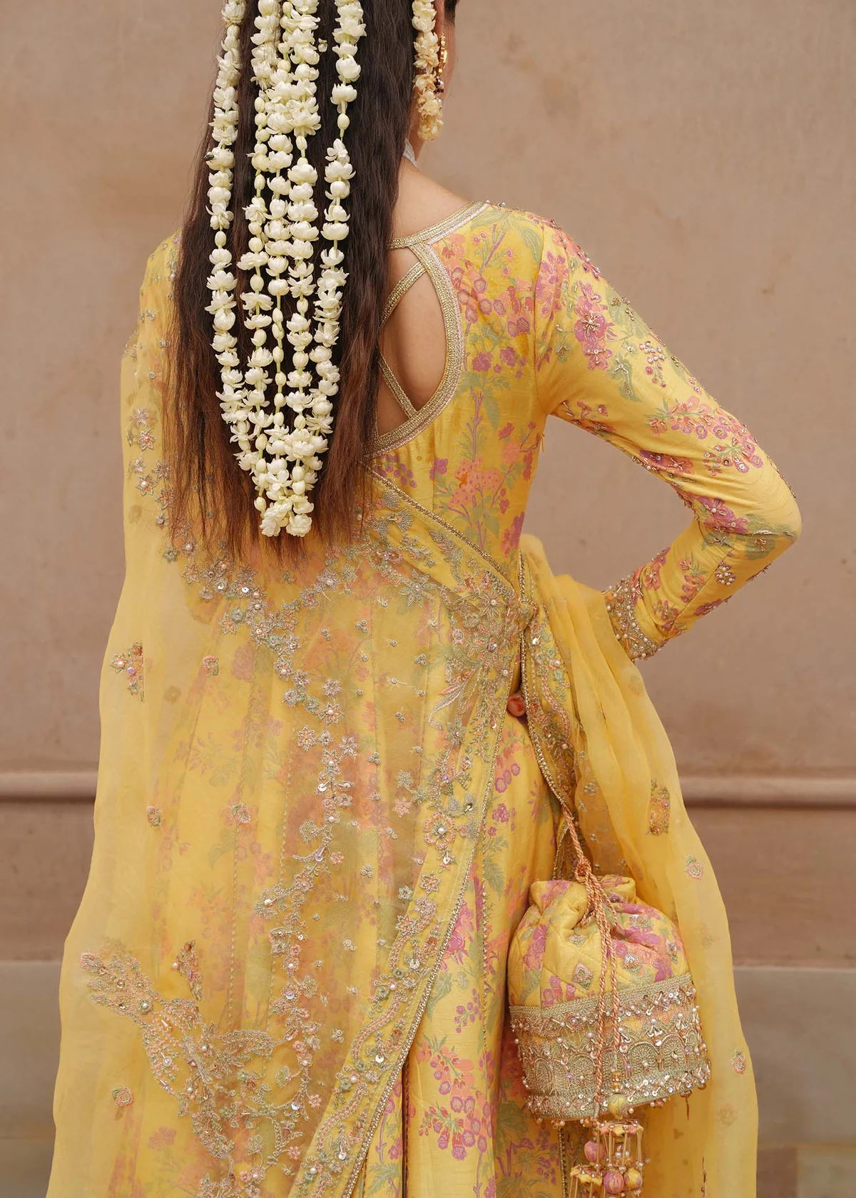 Kanwal Malik Yellow Silk Formal Collection Replica - Image 3