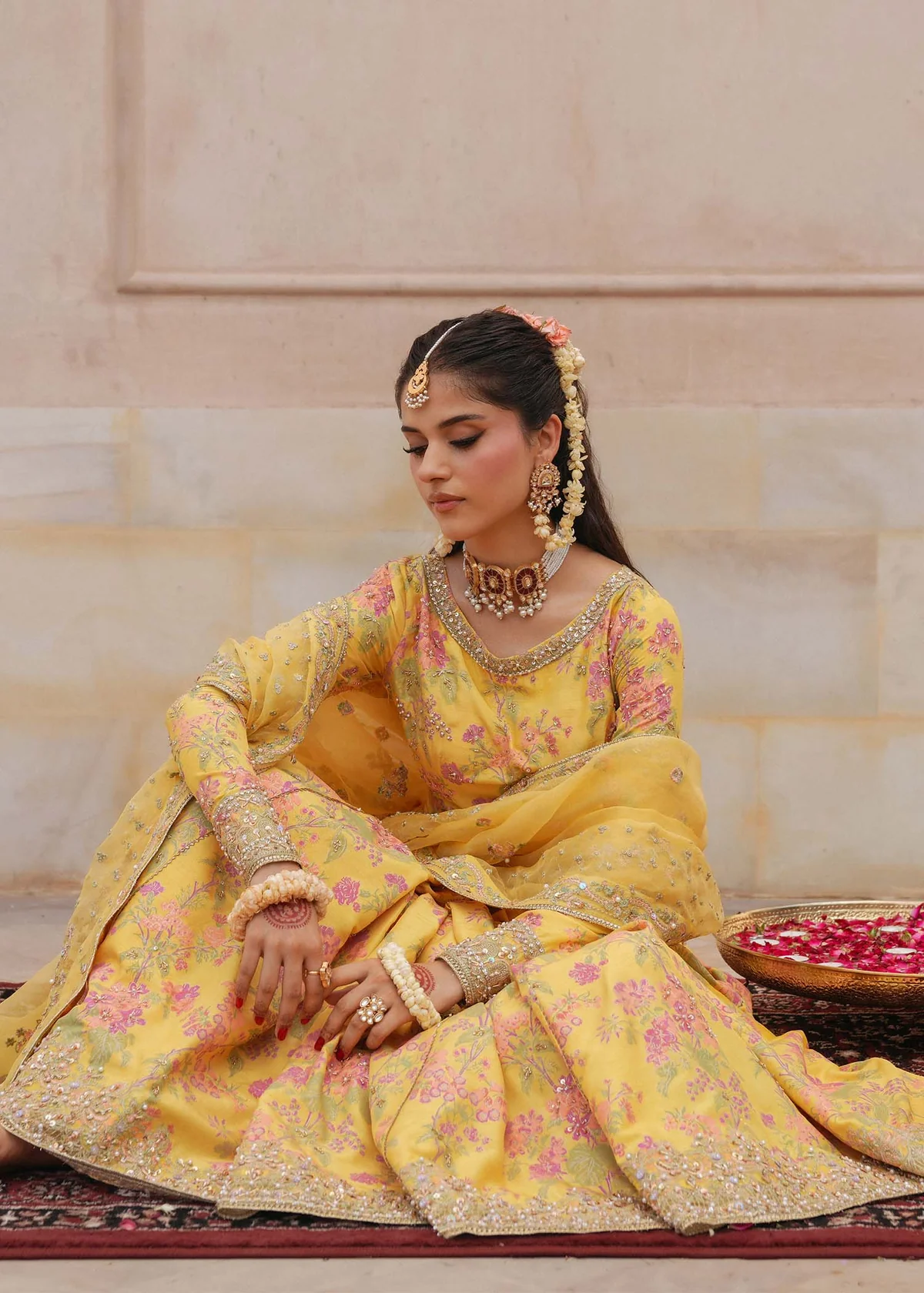 Kanwal Malik Yellow Silk Formal Collection Replica - Image 4