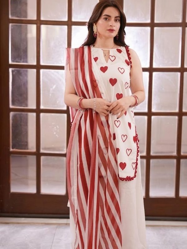 Shrenz White Chiffon Formal Collection Replica