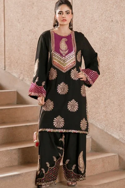 Ethnic Black Silk Formal Collection Replica
