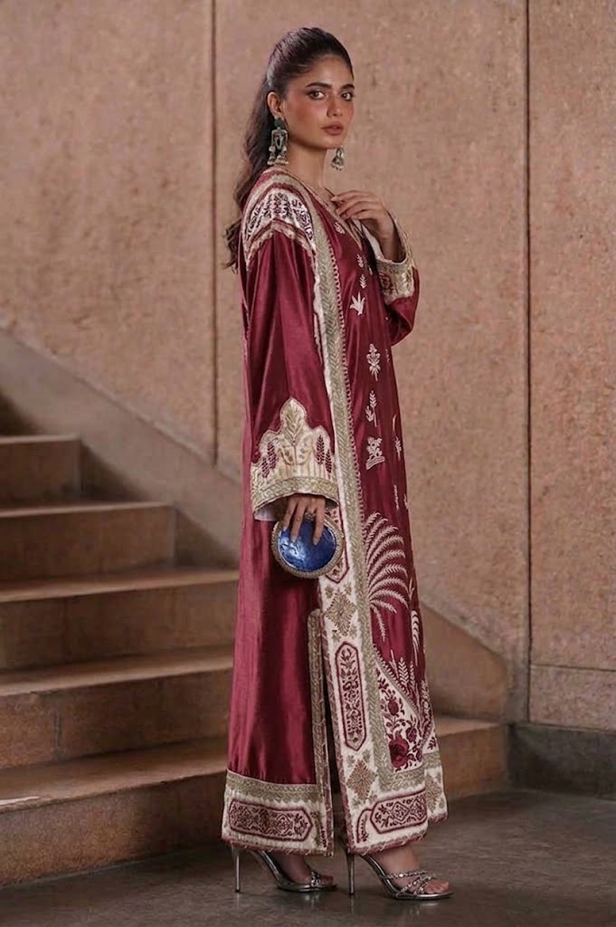 Ethnic Red Sheesha Silk Formal Collection Replica - Image 2