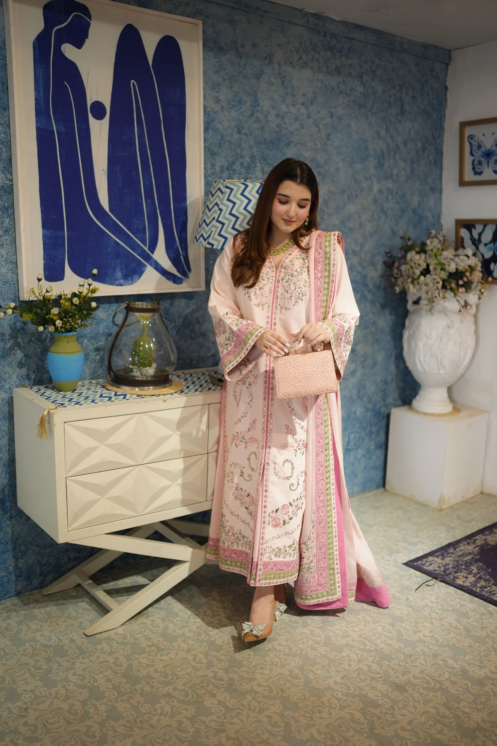 Aneela's Pink Silk Formal Collection Replica - Image 2
