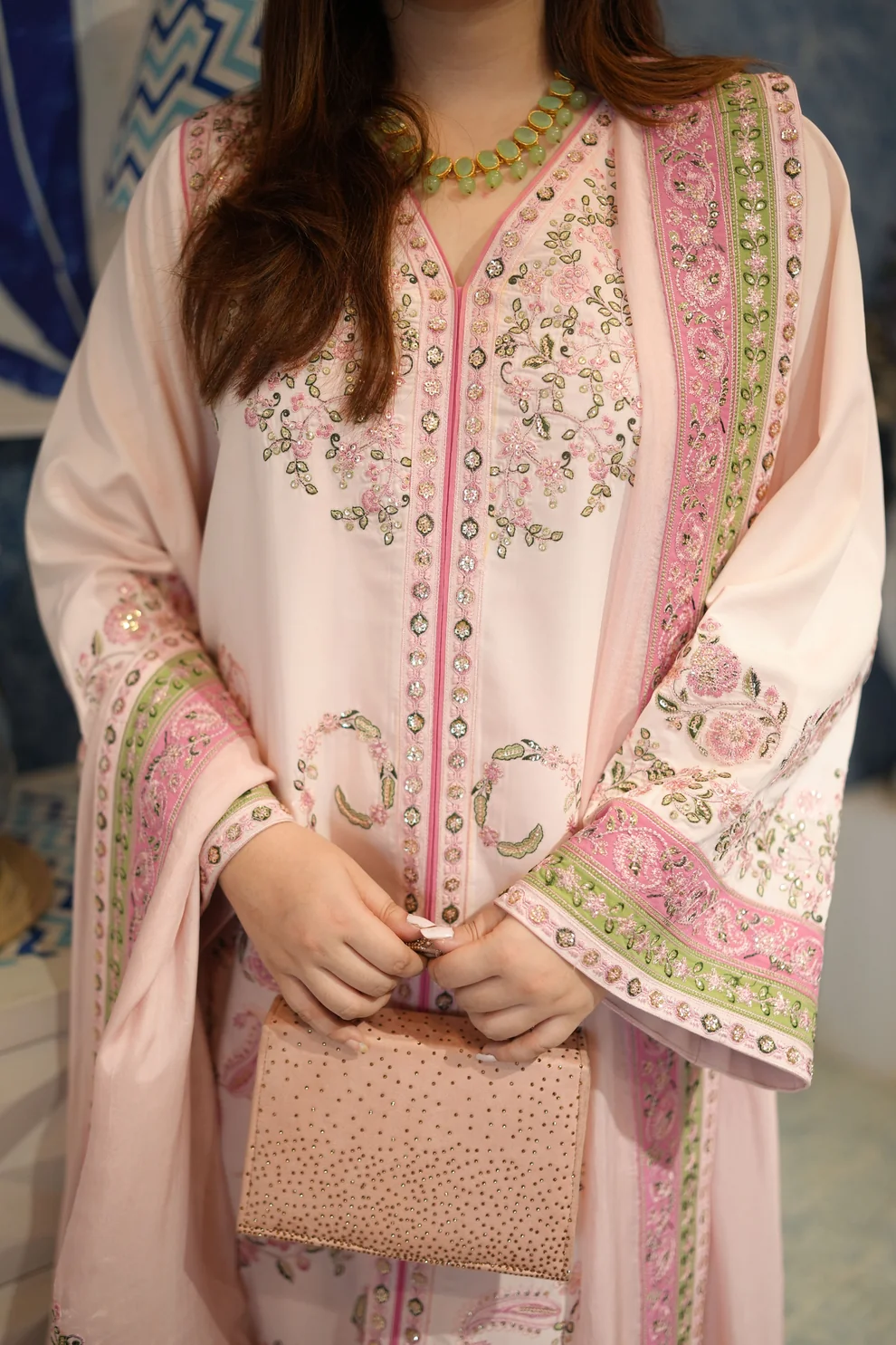 Aneela's Pink Silk Formal Collection Replica - Image 5