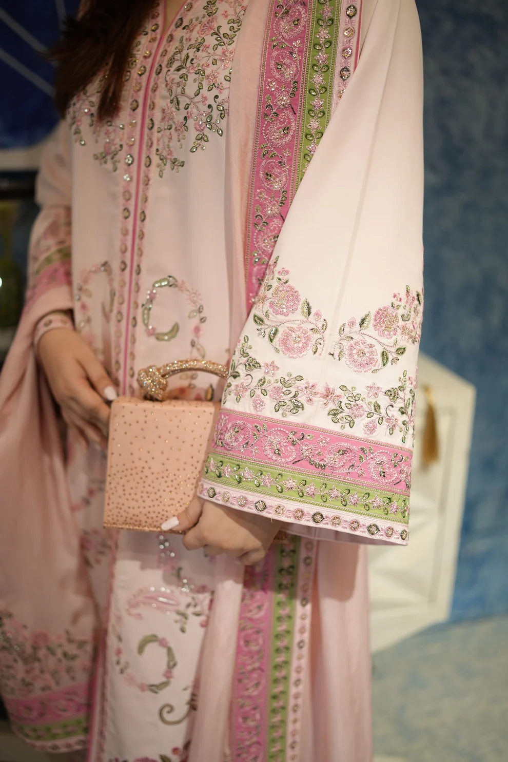 Aneela's Pink Silk Formal Collection Replica - Image 4