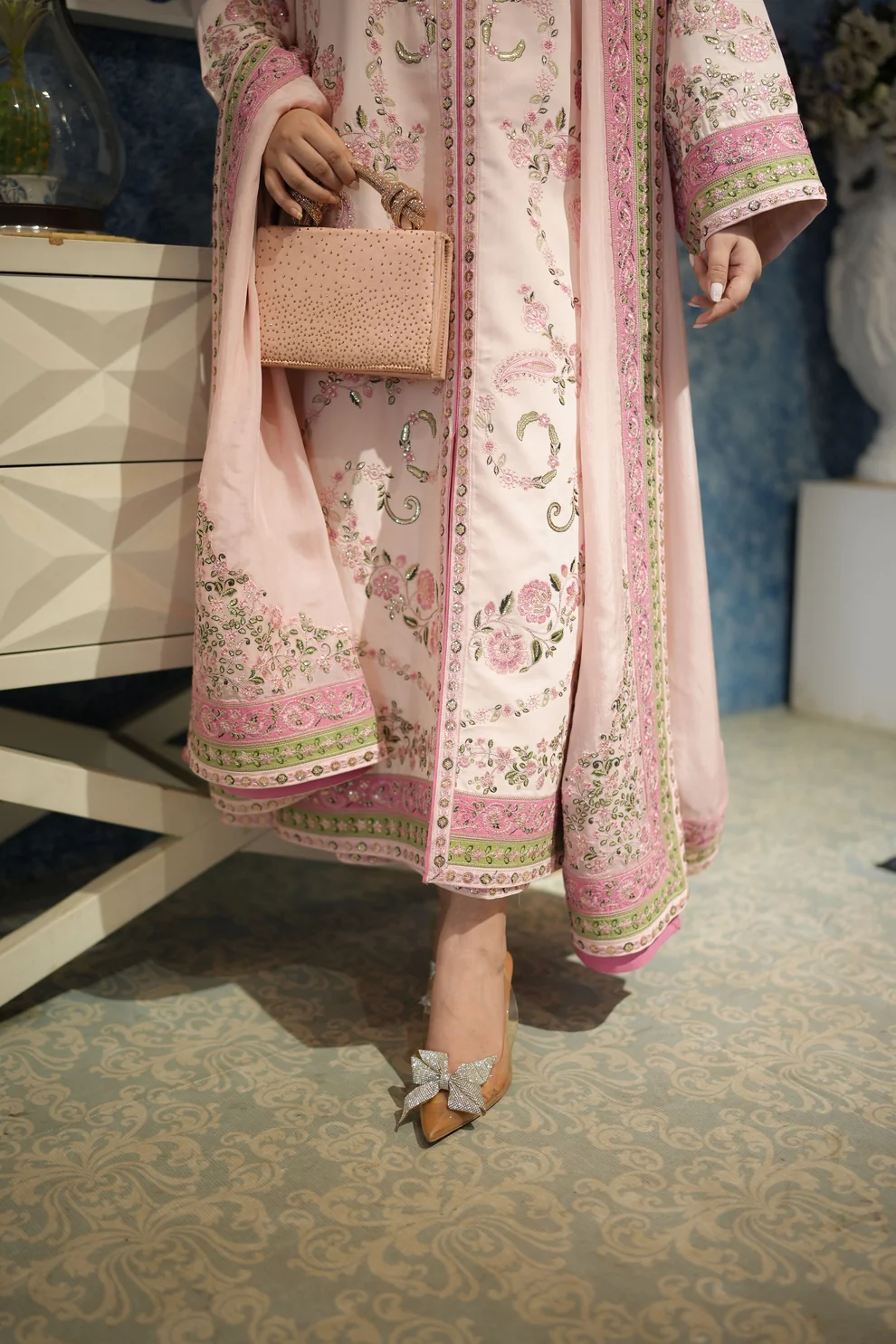 Aneela's Pink Silk Formal Collection Replica - Image 3