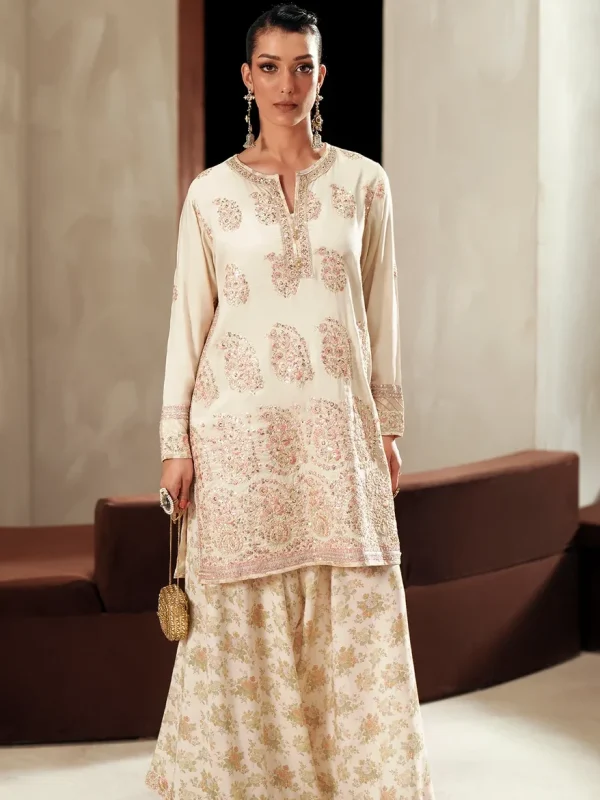 Ethnic Off White Silk Formal Collection Replica
