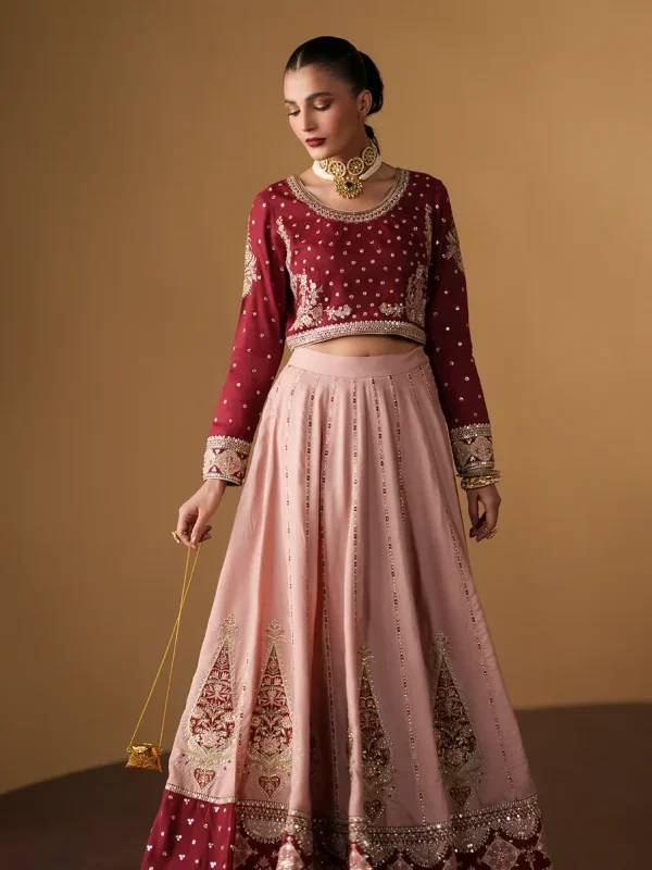 Ethnic Pink Raw Silk Bridal Collection Maxi Replica
