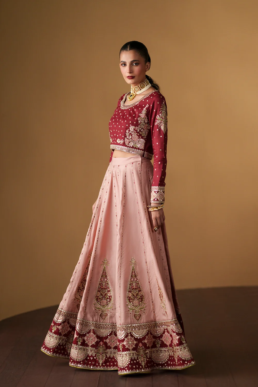 Ethnic Pink Raw Silk Bridal Collection Maxi Replica - Image 2