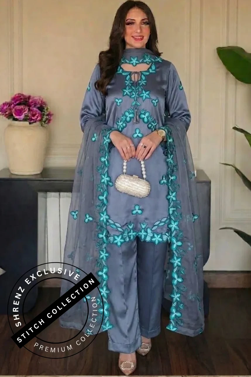 Shrenz 3 Piece Stitched Silk Pret Collection