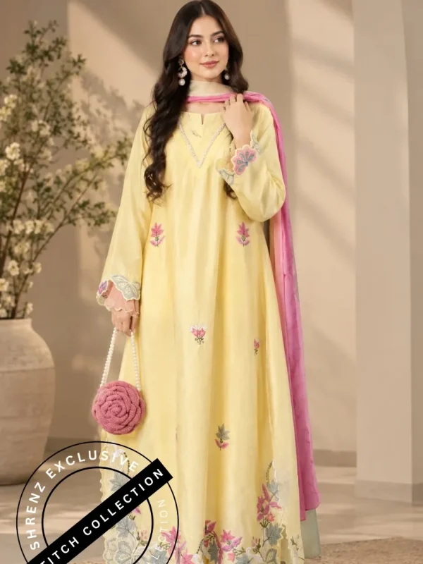 Shrenz 3 Piece Stitched Silk Pret Collection