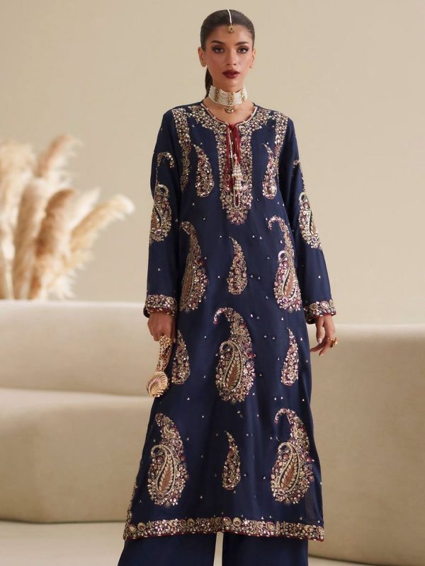 2 Piece Ethnic Blue Formal Collection Silk Replica