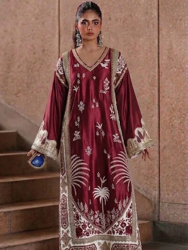 Ethnic Red Sheesha Silk Formal Collection Replica