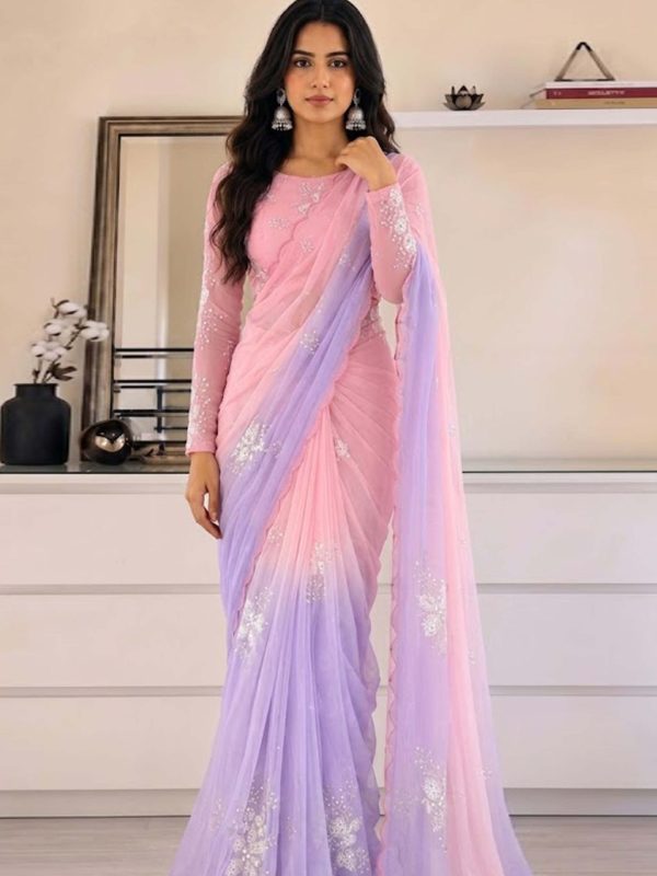 Shrenz Multi Tie-N-Die Chiffon Saree Collection Replica