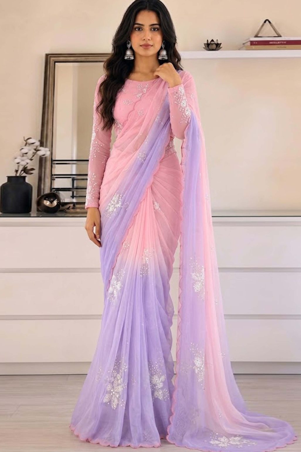 Shrenz Multi Tie-N-Die Chiffon Saree Collection Replica