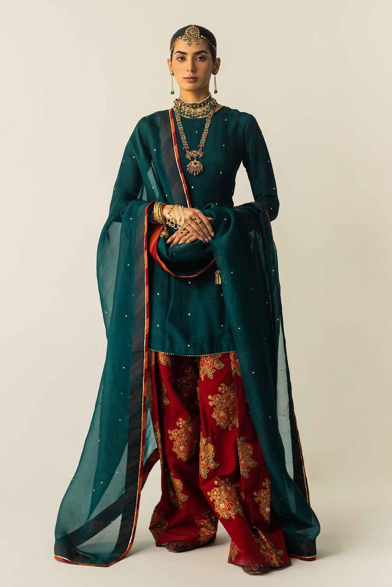 Shrenz Zinc Blue Chiffon Formal Collection Replica