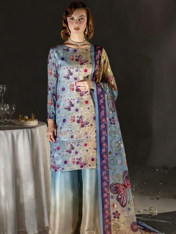 Shrenz Tie-N-Die Digital Printed Silk Formal Collection Replica