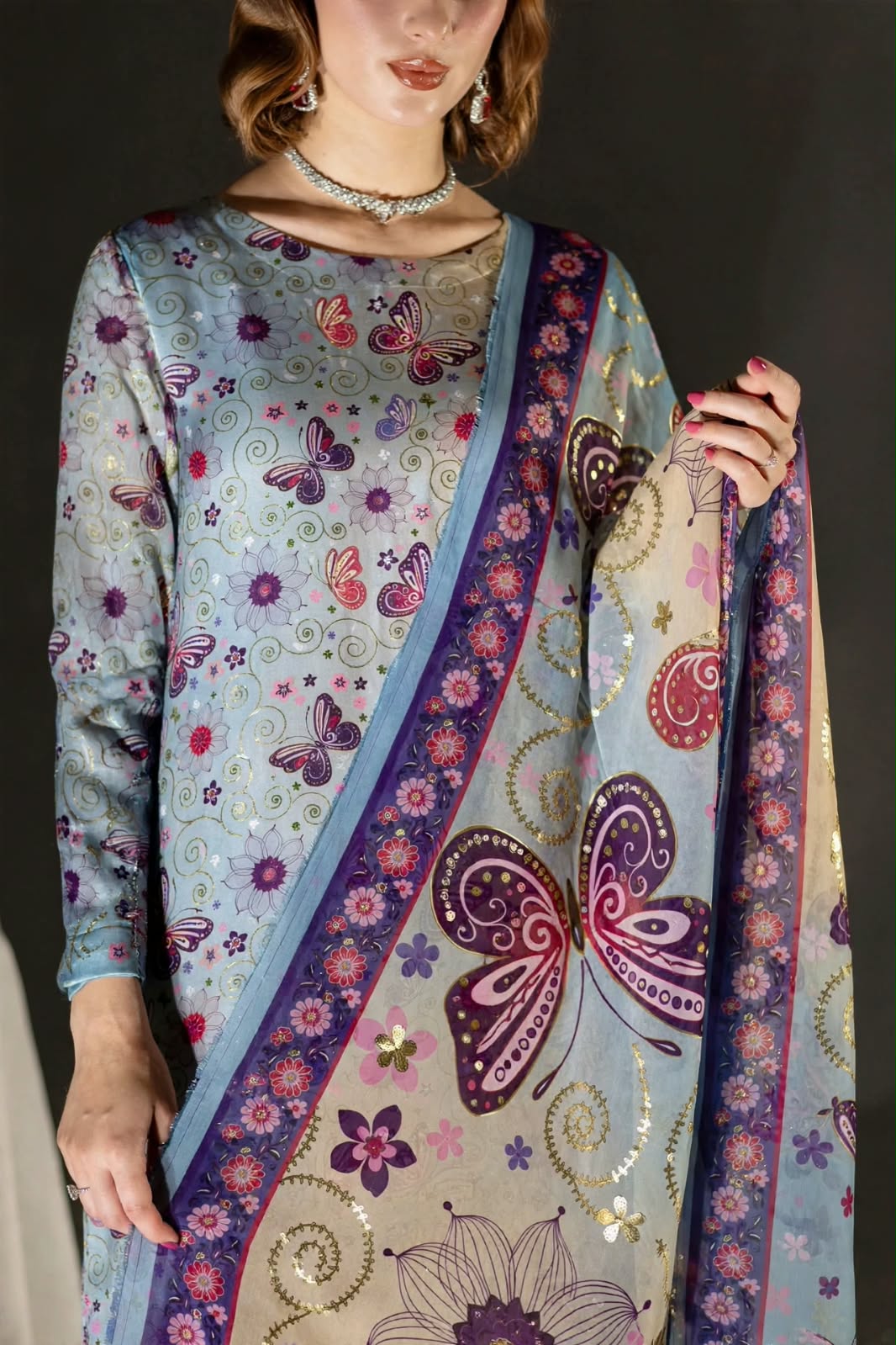 Shrenz Tie-N-Die Digital Printed Silk Formal Collection Replica - Image 5