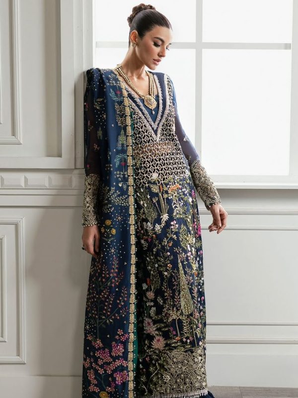 Crimson Royal Blue Organza Formal Collection Replica