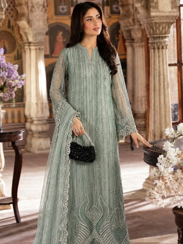 Shrenz Seagreen Soft Net Cutdana Formal Collection Replica
