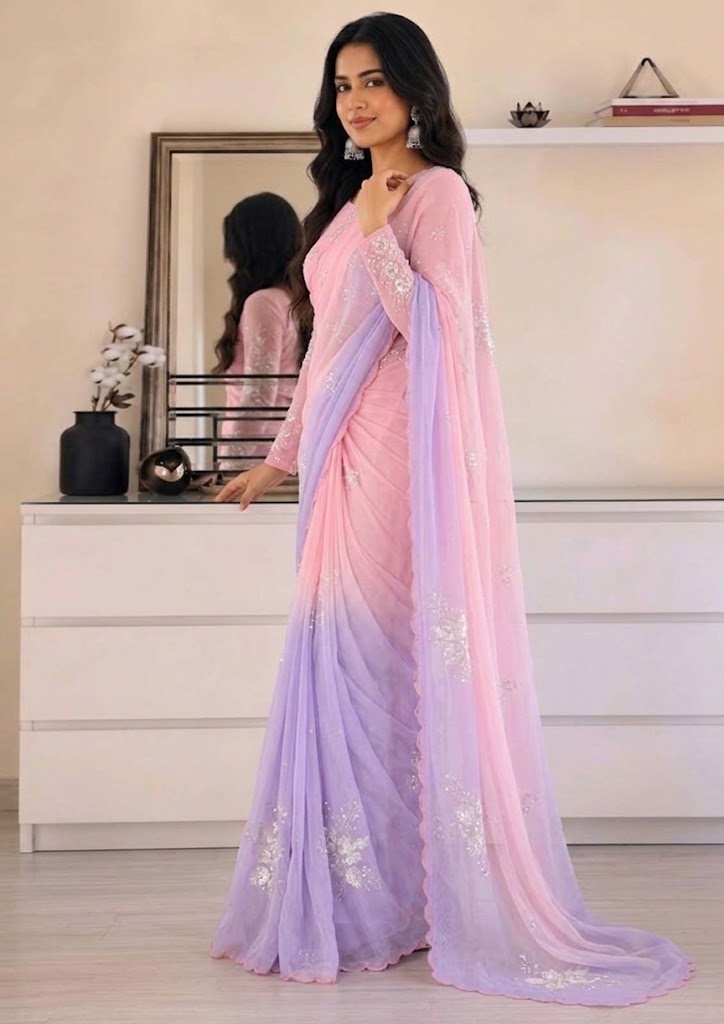 Shrenz Multi Tie-N-Die Chiffon Saree Collection Replica - Image 2