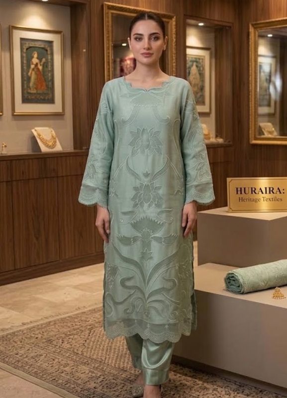 Shrenz Seagreen Silk Formal Collection Replica
