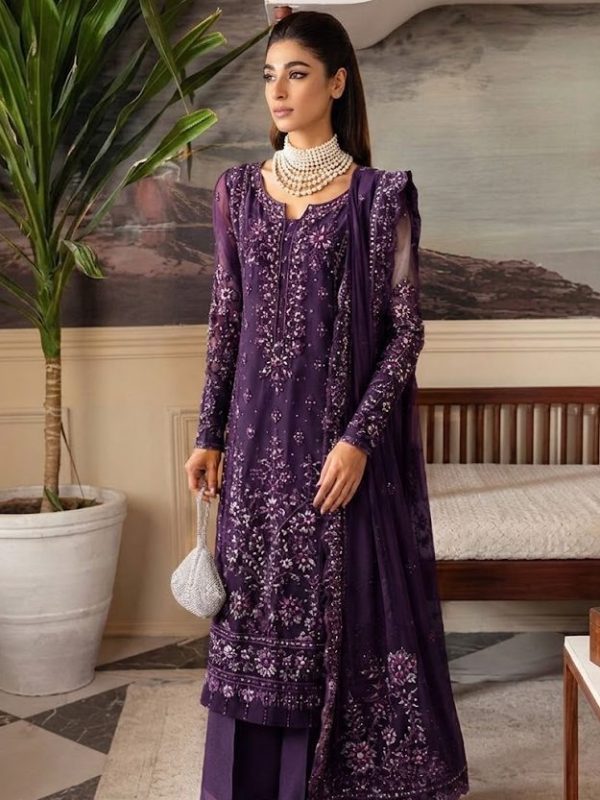 Gulaal Purple Organza Formal Collection Replica