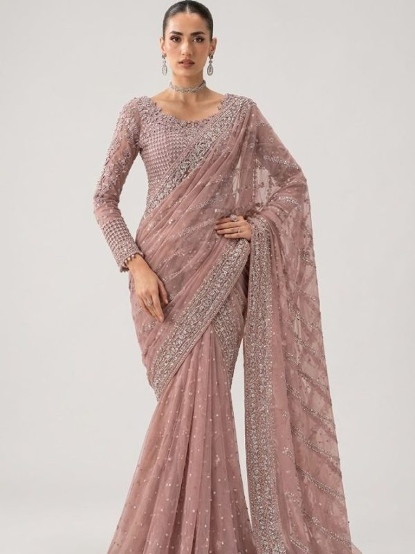 Maria B Pink Chiffon Saree Collection Replica