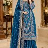 Shrenz Blue Chiffon Formal Collection Replica