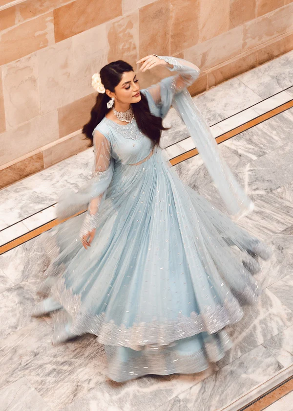 Shrenz Sky Blue Soft Net Formal Collection Replica - Image 4