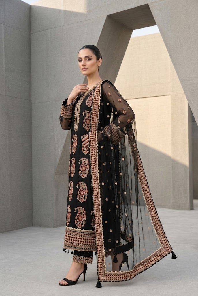 Shrenz Black Organza Formal Collection Replica - Image 2