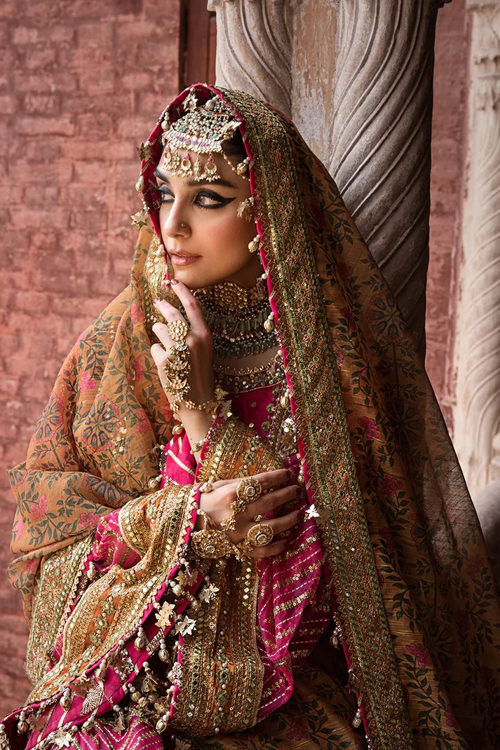 Shrenz Shocking Pink Organza Bridal Collection Replica - Image 4