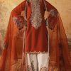 Shrenz Orange Raw Silk Formal Collection Replica