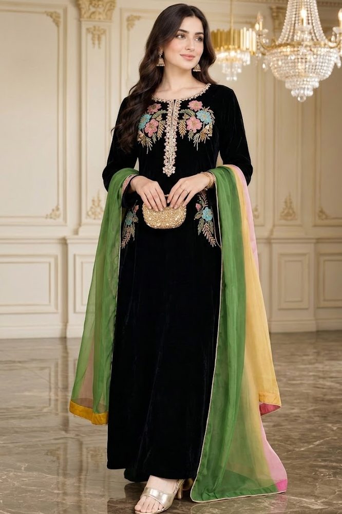 Shrenz Black Velvet Winter Collection Replica