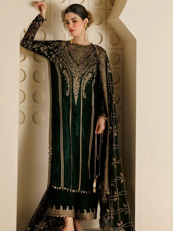 Jazmin Bottle Green Velvet Winter Collection Replica