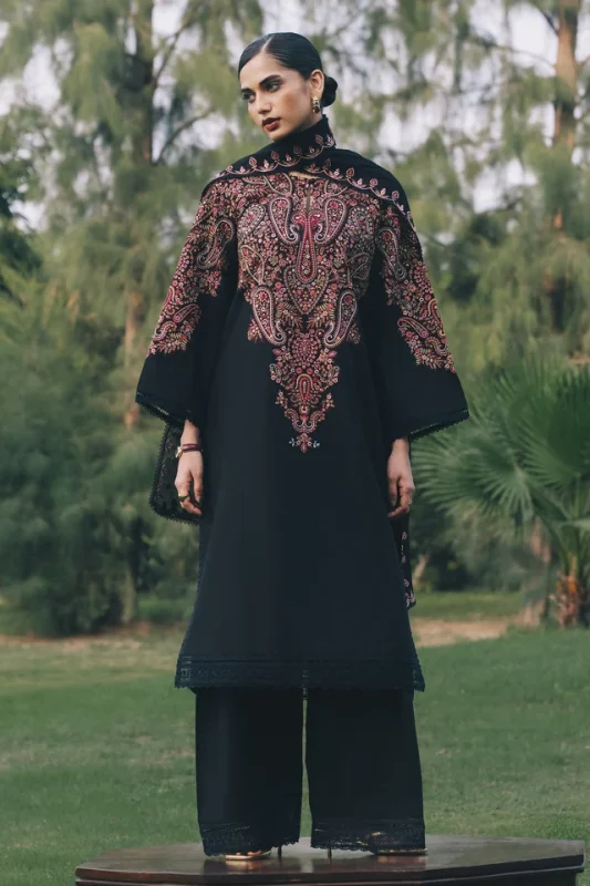Zara Shahjahan Black Cotton Collection Replica