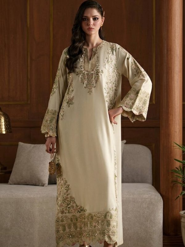 Ethnic Off White Silk Formal Kaftan Collection Replica