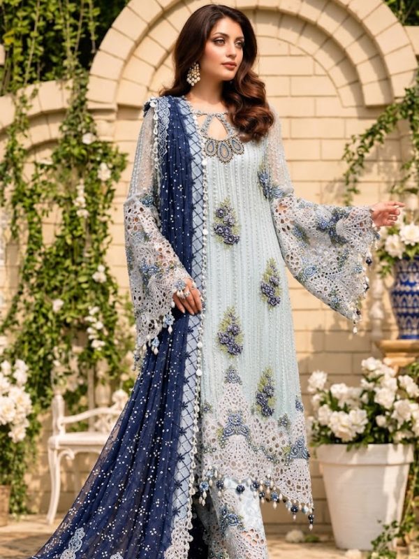 Shrenz Sky Blue Chiffon Formal Collection Replica