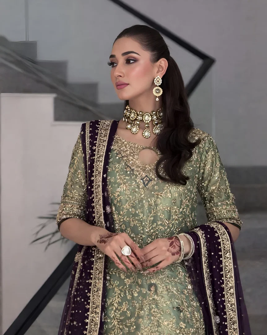 Haris Shakeel Seagreen Maysori Formal Collection Replica - Image 2