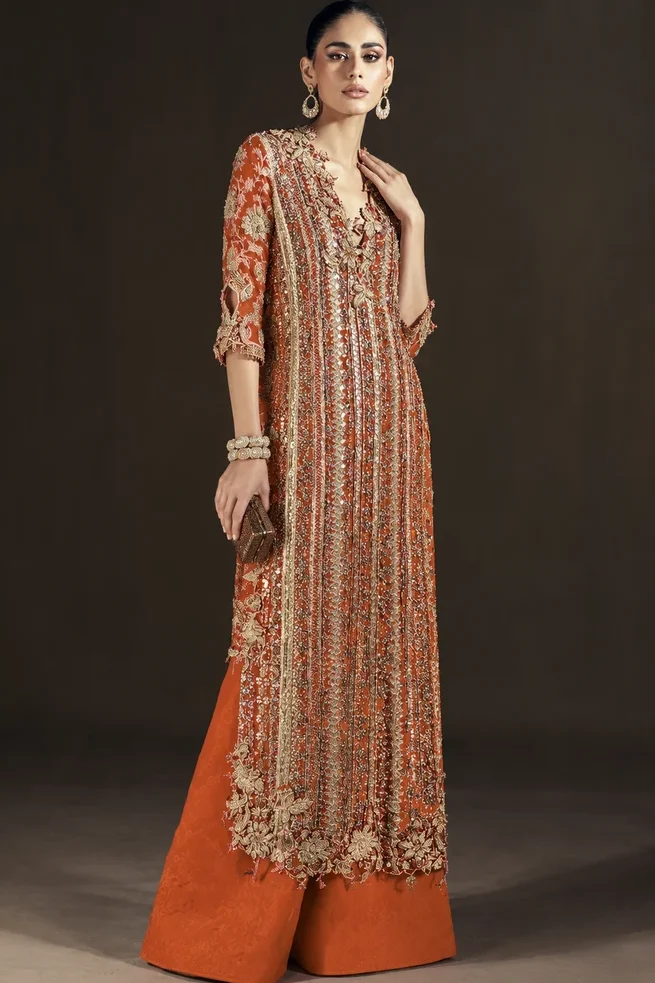 Sana Safinaz Orange Formal Collection Organza Replica
