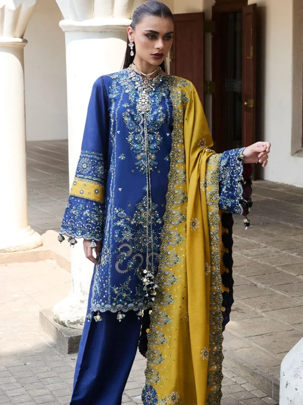 Shrenz Royal Blue Winter Collection Dhanak Replica